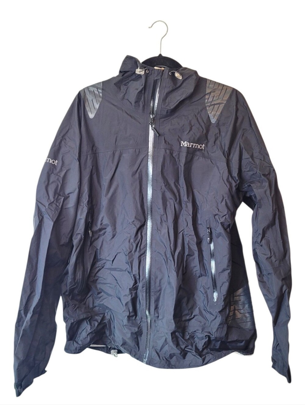Marmot Women's Black Nylon Hooded Rain Shell Jacket Size XL